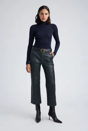 Midnight Leather Cropped Trousers