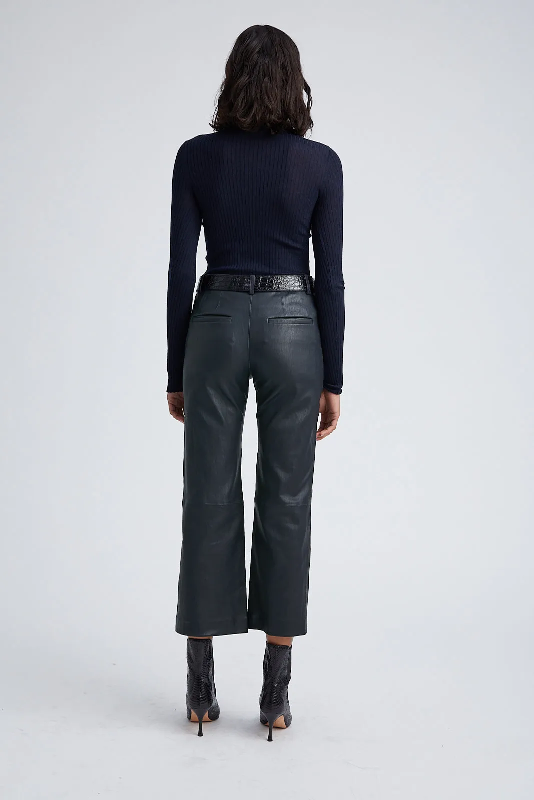 Midnight Leather Cropped Trousers