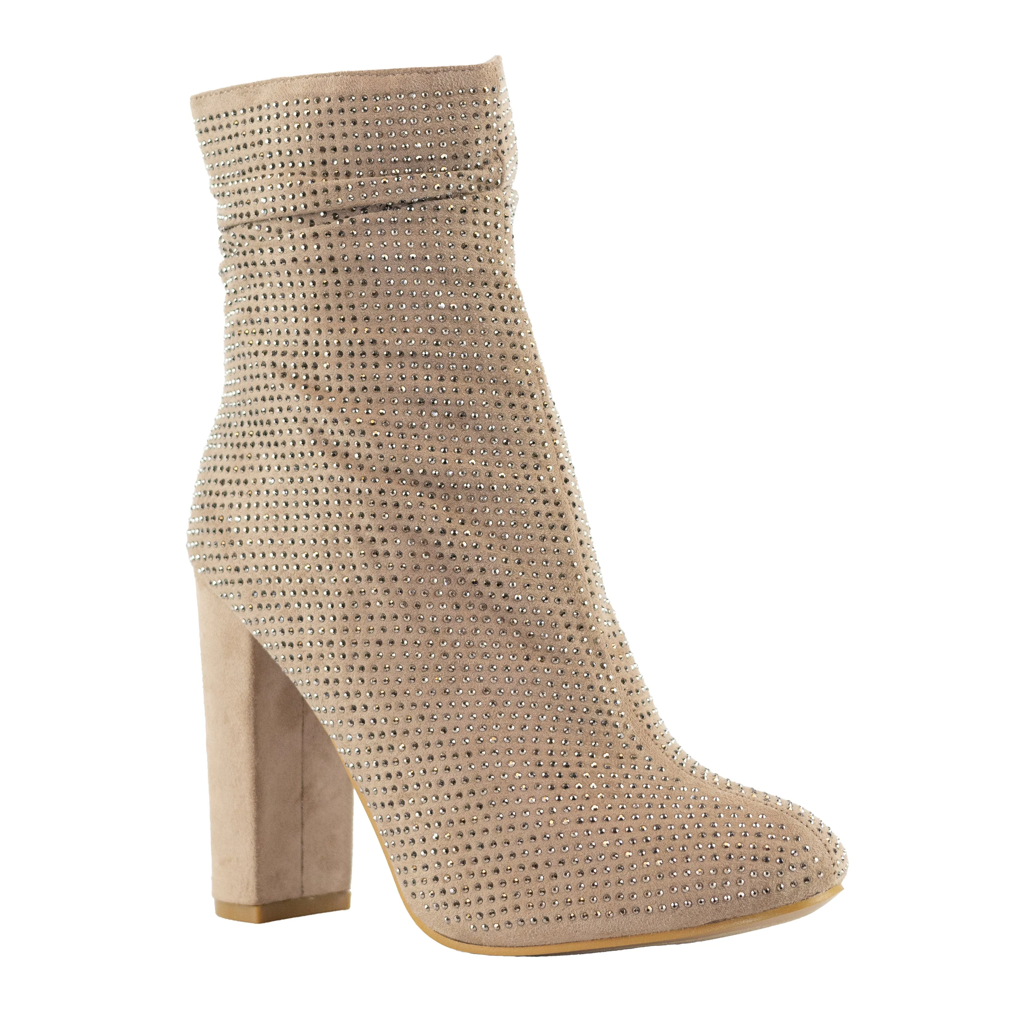 Mirage - Women's Embellished Rhinestone Ankle Boots, Sparkly Party Boots, Stylish Evening Footwear, Trendy Heeled Booties, Glamorous Night Out Shoes