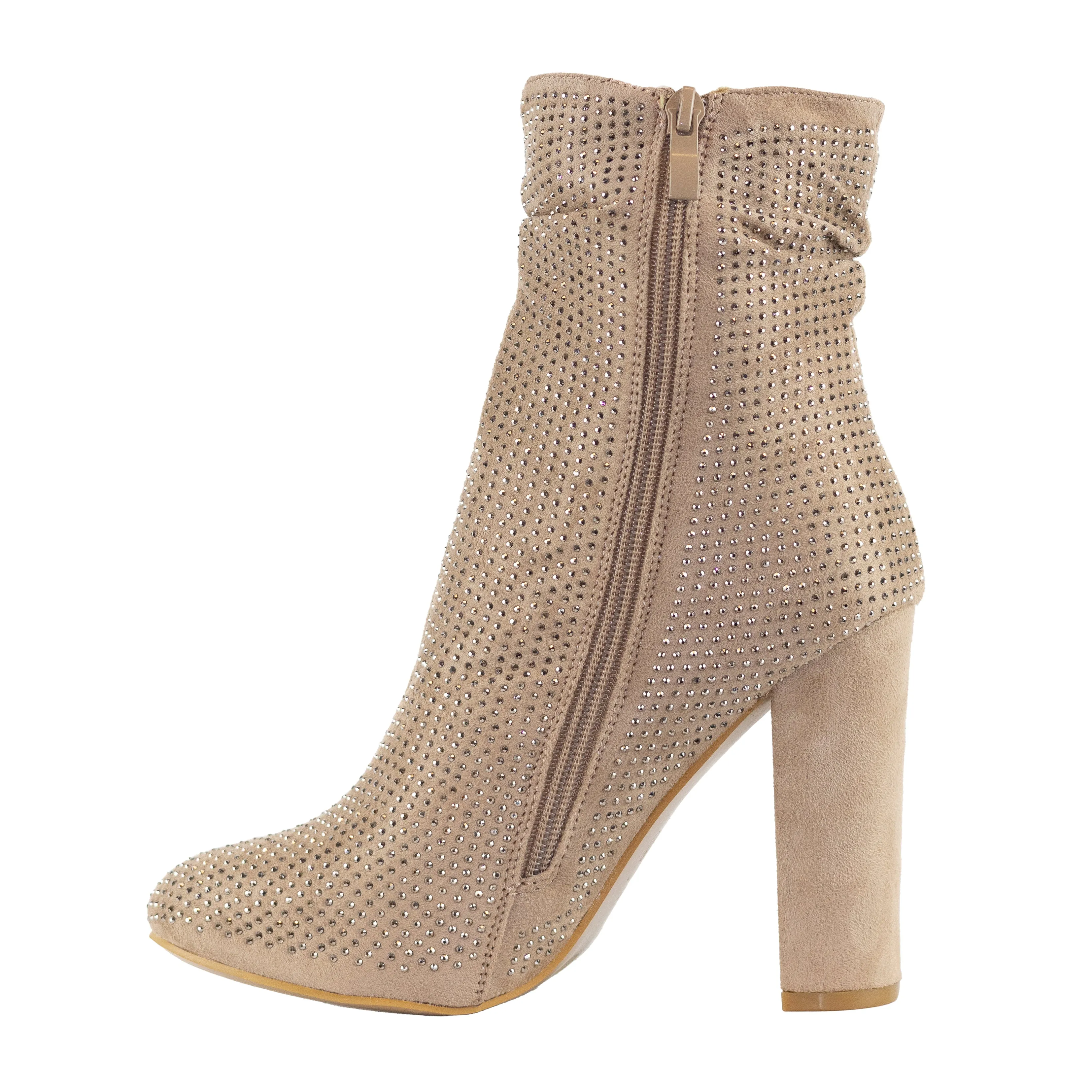 Mirage - Women's Embellished Rhinestone Ankle Boots, Sparkly Party Boots, Stylish Evening Footwear, Trendy Heeled Booties, Glamorous Night Out Shoes