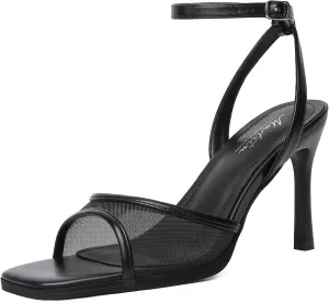 Mostrin Heels for Women Square Open Toe Heeled Sandals Ankle Strap Sexy Peep Toe High Heels for Party, Prom, Wedding Dressy Pumps Shoes