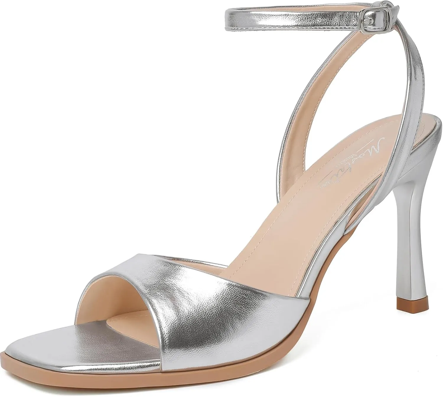 Mostrin Heels for Women Square Open Toe Heeled Sandals Ankle Strap Sexy Peep Toe High Heels for Party, Prom, Wedding Dressy Pumps Shoes