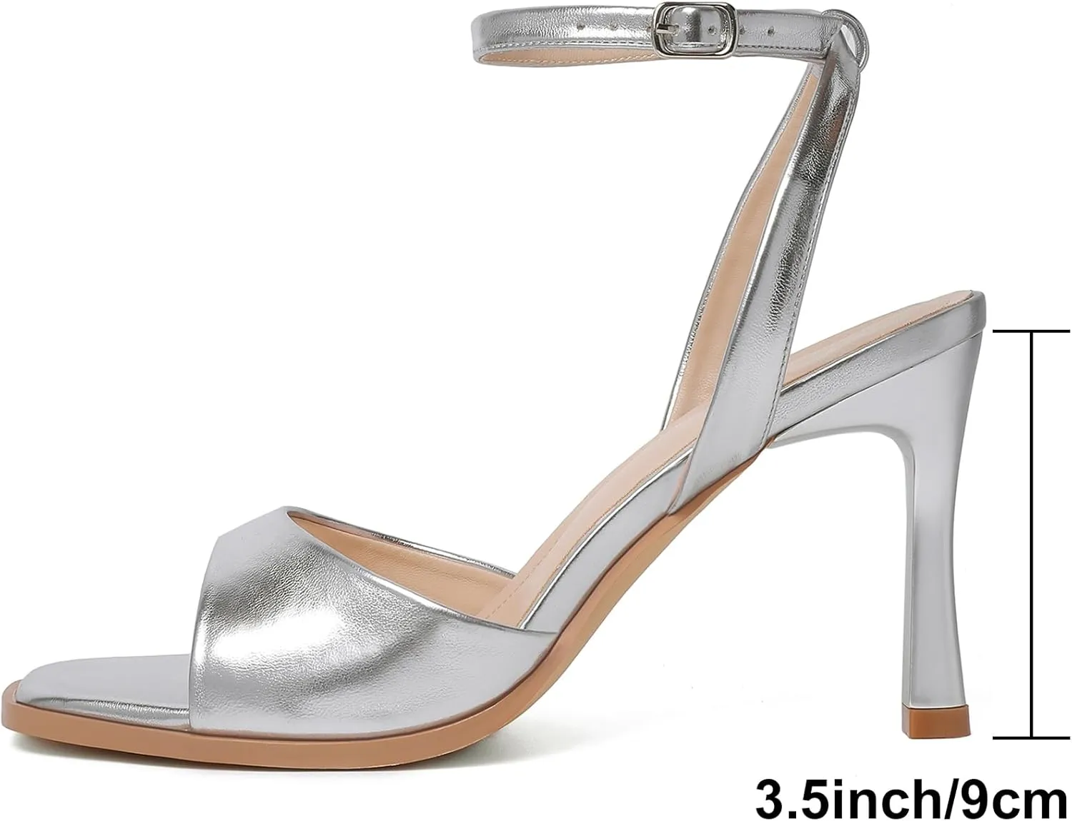 Mostrin Heels for Women Square Open Toe Heeled Sandals Ankle Strap Sexy Peep Toe High Heels for Party, Prom, Wedding Dressy Pumps Shoes