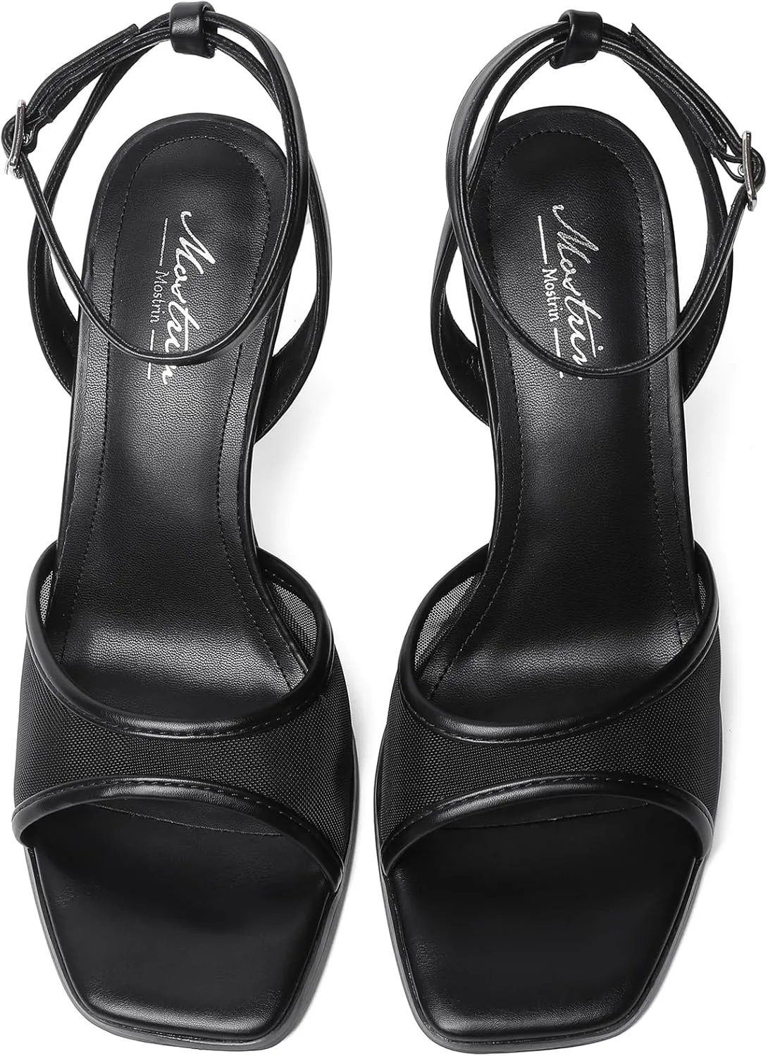 Mostrin Heels for Women Square Open Toe Heeled Sandals Ankle Strap Sexy Peep Toe High Heels for Party, Prom, Wedding Dressy Pumps Shoes