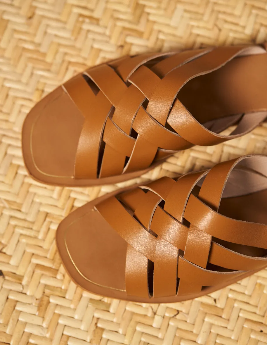 Mules plates Mona - Cuir boisé