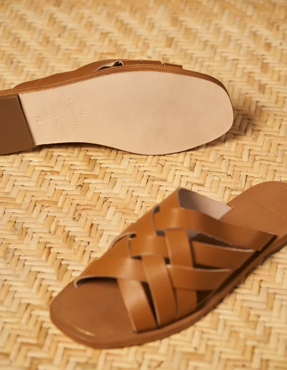 Mules plates Mona - Cuir boisé
