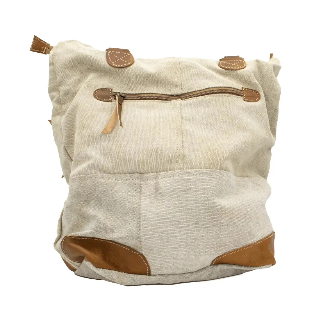 Natural Canvas Flower Child Shoulder Bag