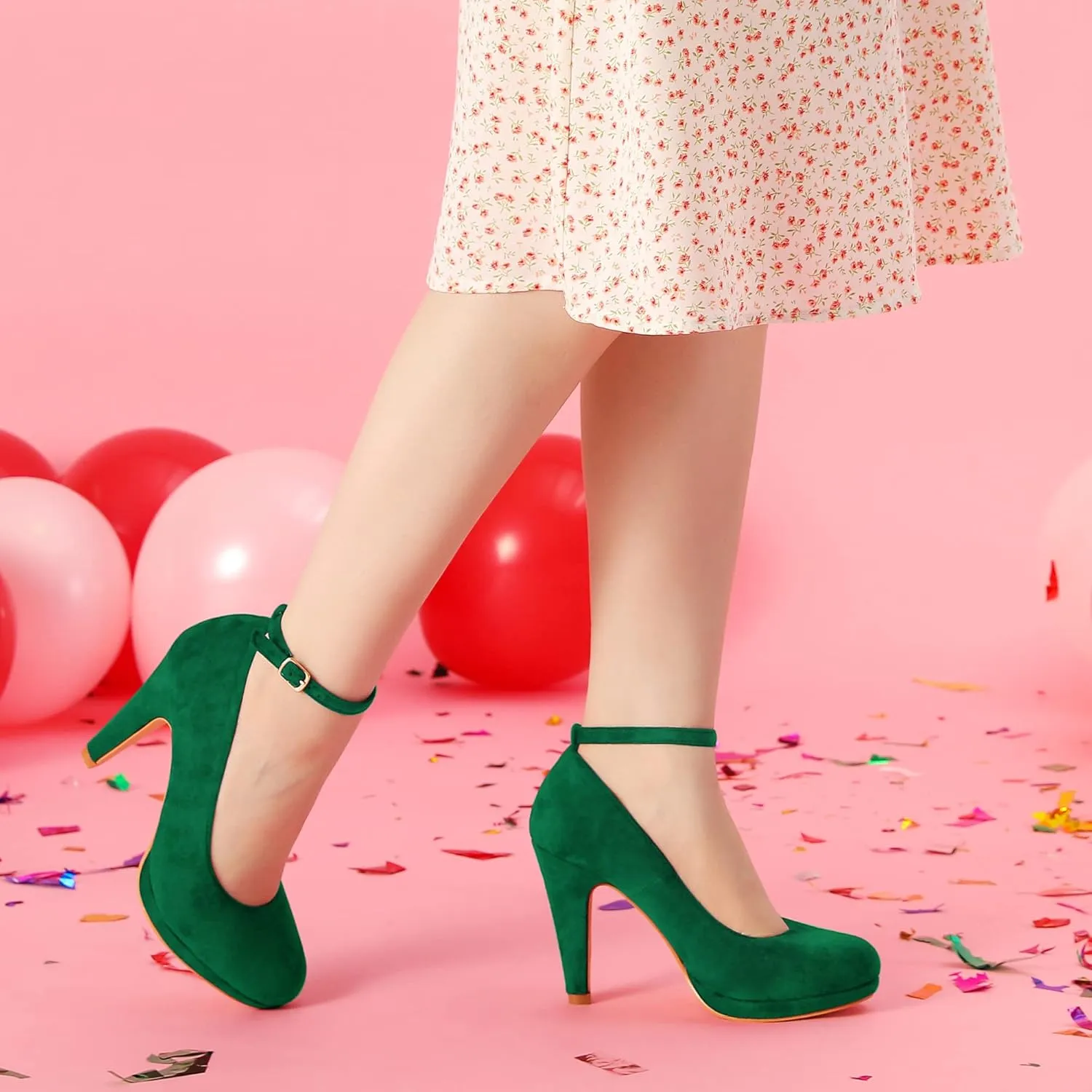 Perphy Mary Jane Pump Round Toe Stiletto Heels Pumps for Women