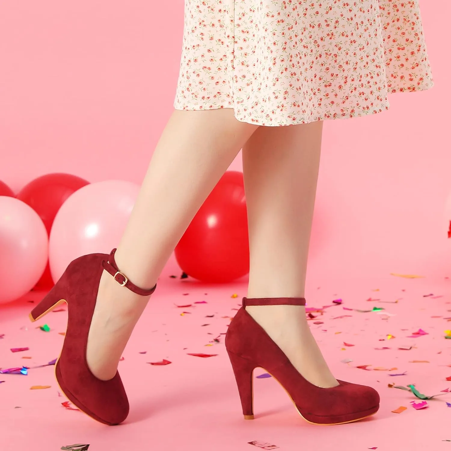 Perphy Mary Jane Pump Round Toe Stiletto Heels Pumps for Women