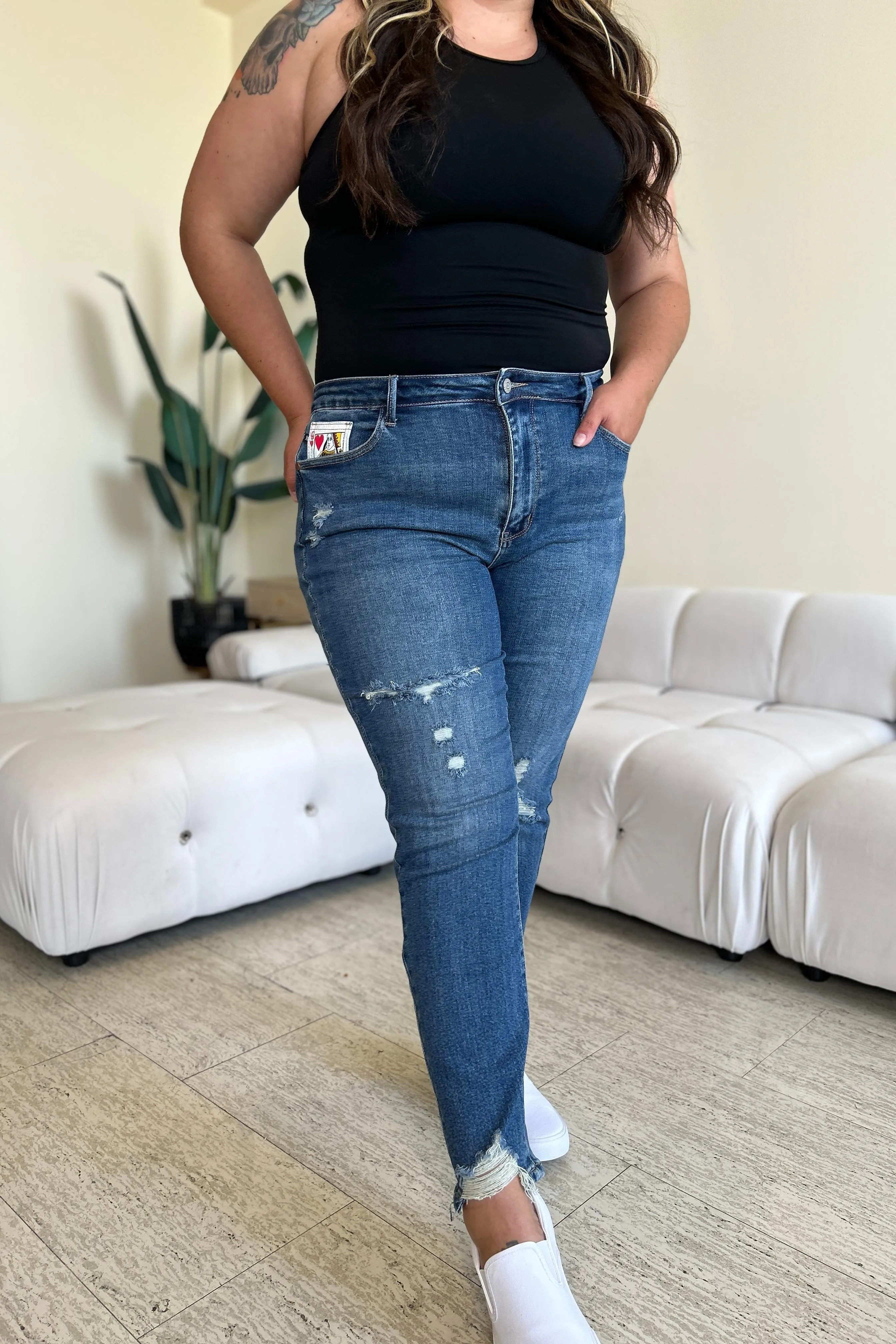 Queen Of Hearts Coin Pocket BF Jeans