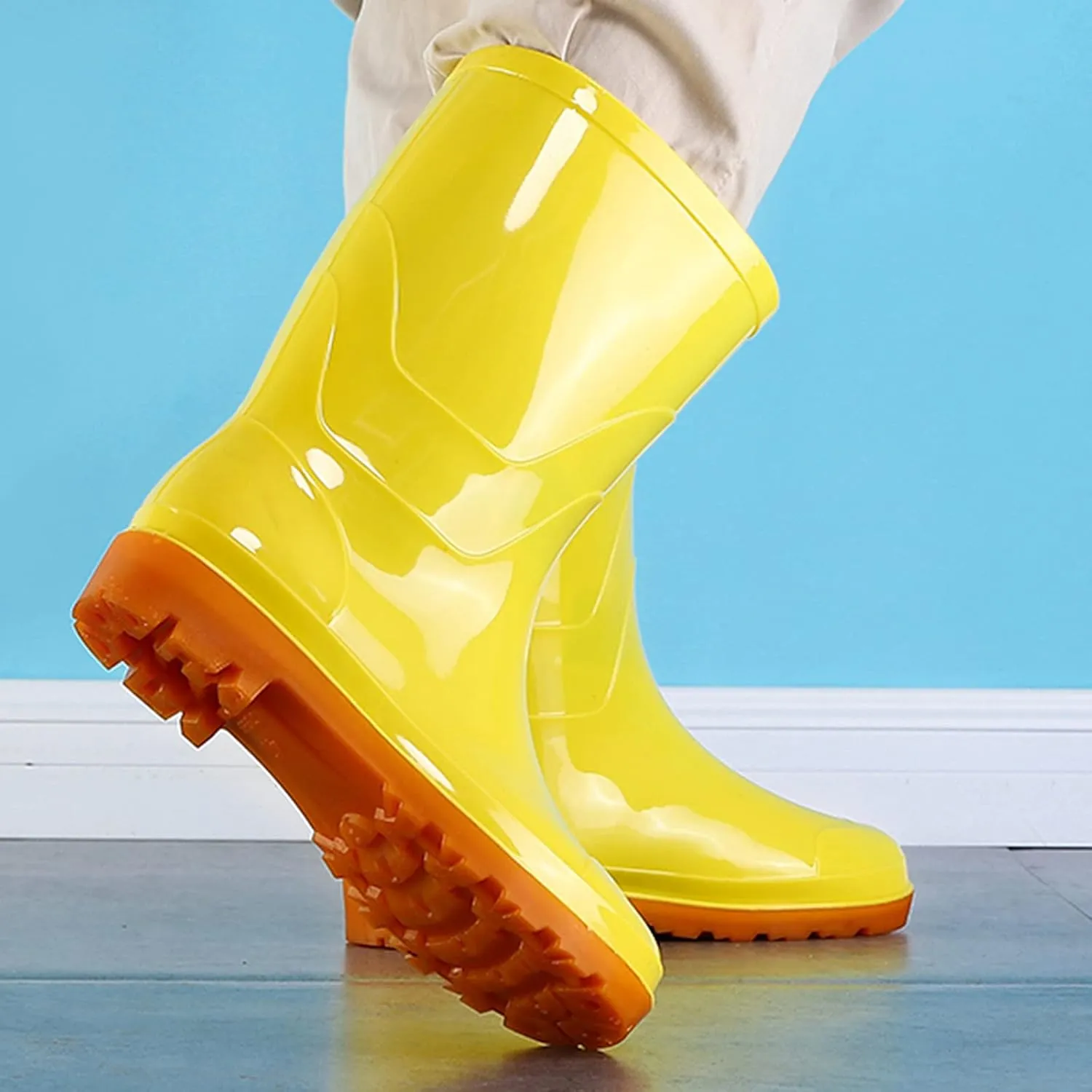 Rain Boots Women Women's Mid Calf Rain Boots Waterproof Rubber Boots Short Garden Shose Slip On Outdoor Rain Shoes