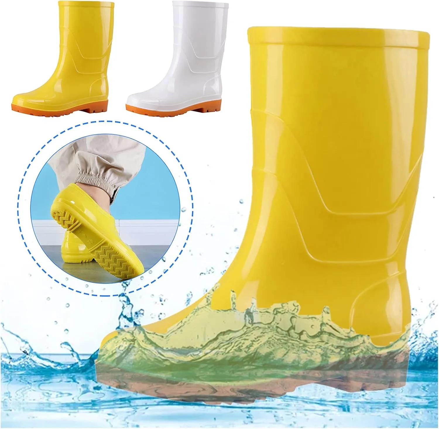 Rain Boots Women Women's Mid Calf Rain Boots Waterproof Rubber Boots Short Garden Shose Slip On Outdoor Rain Shoes