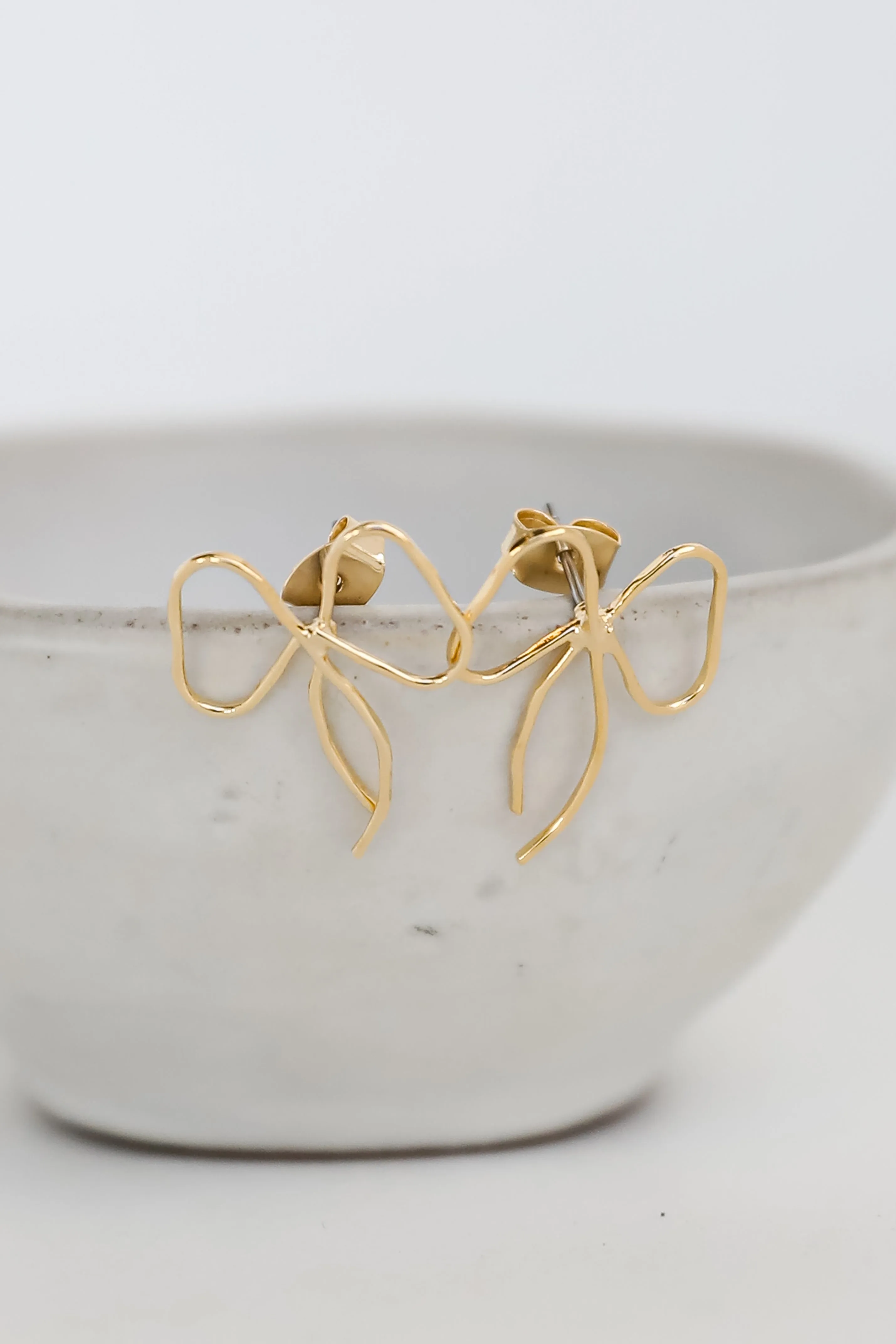 Rosie Gold Bow Stud Earrings