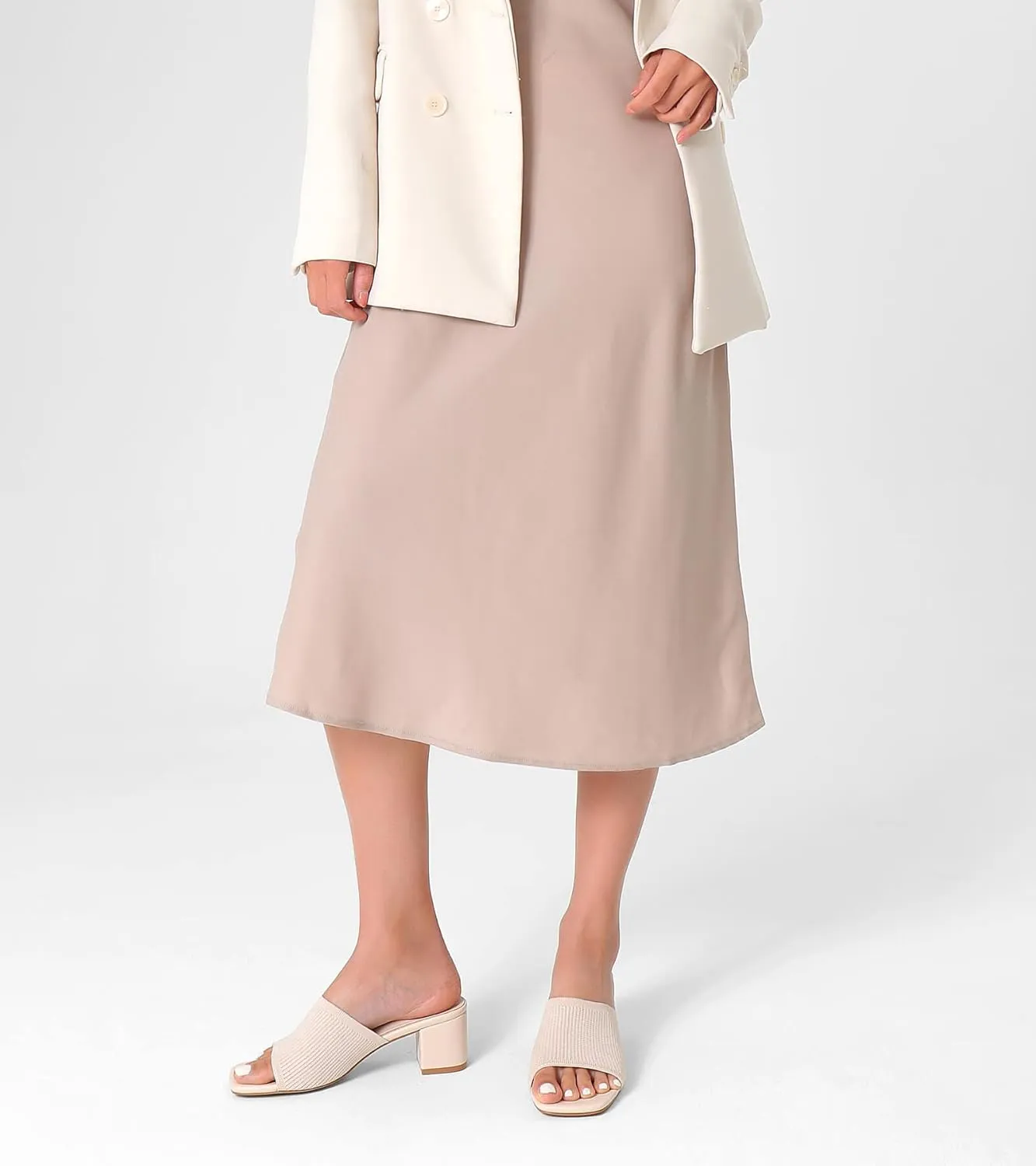 Shoe'N Tale Heeled Sandals For Women Square Open Toe Heeled Mules Chunky Block Low Heel Slip On Slides