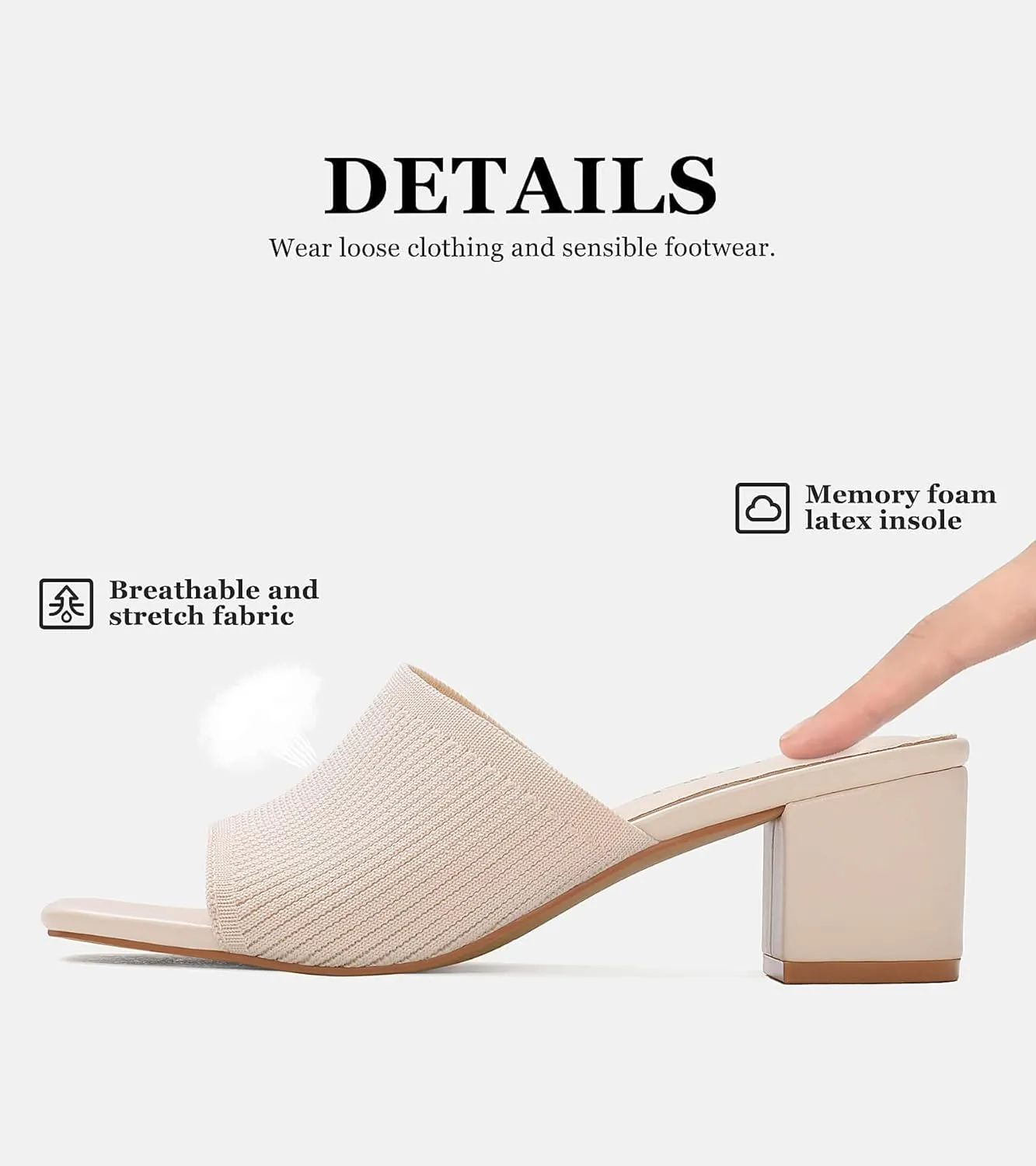 Shoe'N Tale Heeled Sandals For Women Square Open Toe Heeled Mules Chunky Block Low Heel Slip On Slides