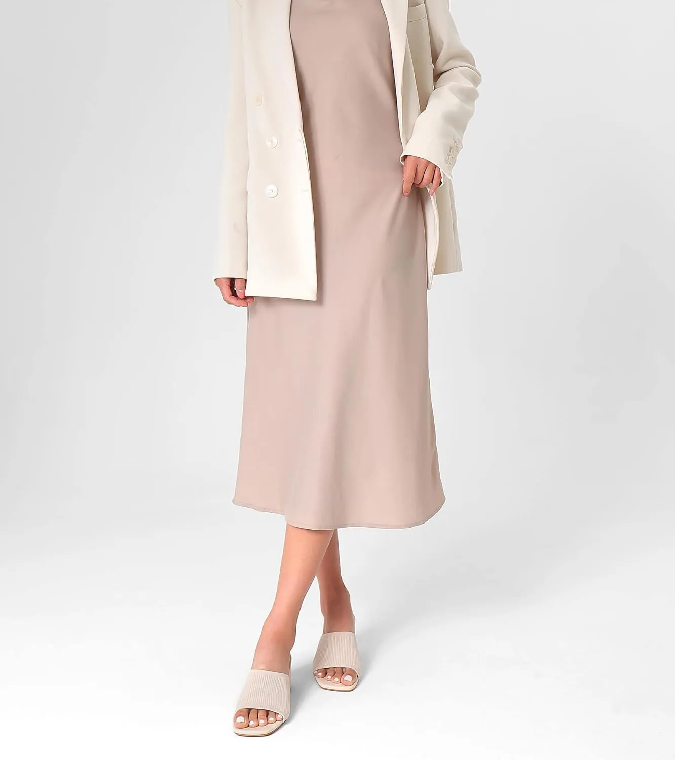 Shoe'N Tale Heeled Sandals For Women Square Open Toe Heeled Mules Chunky Block Low Heel Slip On Slides