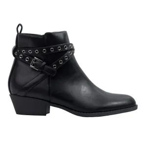 Silvia - Women's Chunky Low Heel Chelsea Booties Belt Buckle Detail