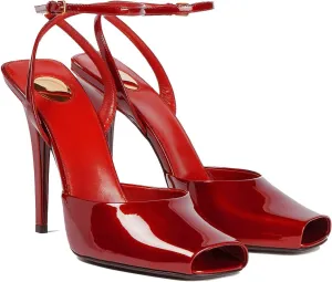 THESHY Womens Sandals Square Open Toe Stiletto High Heels Leather Ankle Strap Sandals Peep Toe Backless Buckle Dress Party Fashion Shoes for Women