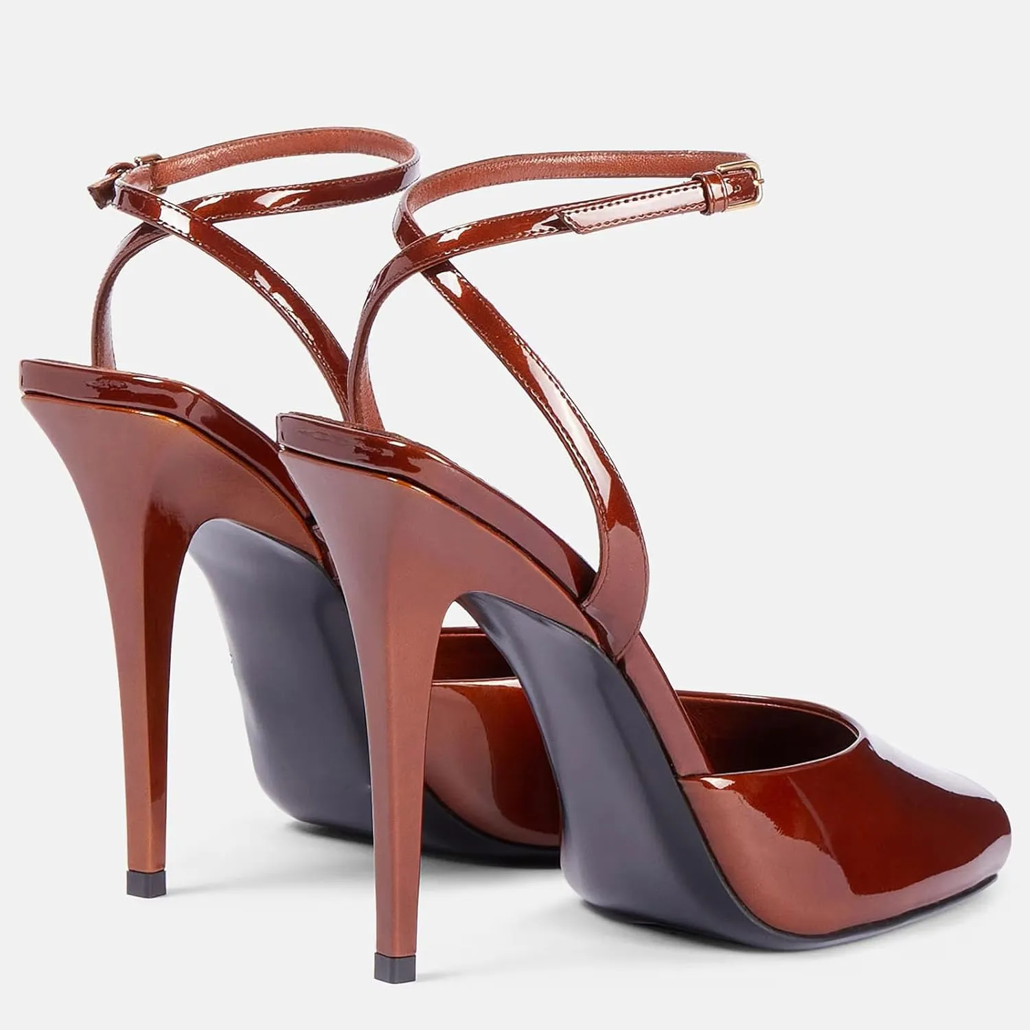 THESHY Womens Sandals Square Open Toe Stiletto High Heels Leather Ankle Strap Sandals Peep Toe Backless Buckle Dress Party Fashion Shoes for Women