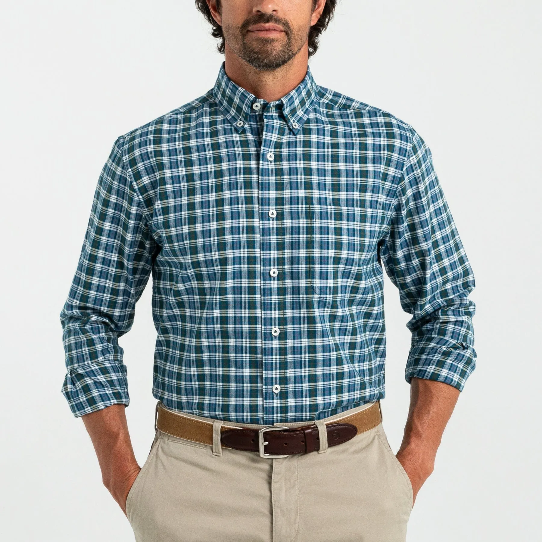 Thompson Plaid Oxford Sport Shirt- Legion Blue