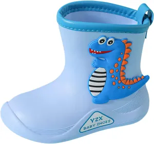 Toddler Dinosaur Rain Boots, Waterproof Rubber Kids Rain Boots for Girls Boys Unisex-Child Outdoor Toddler Furry Boots