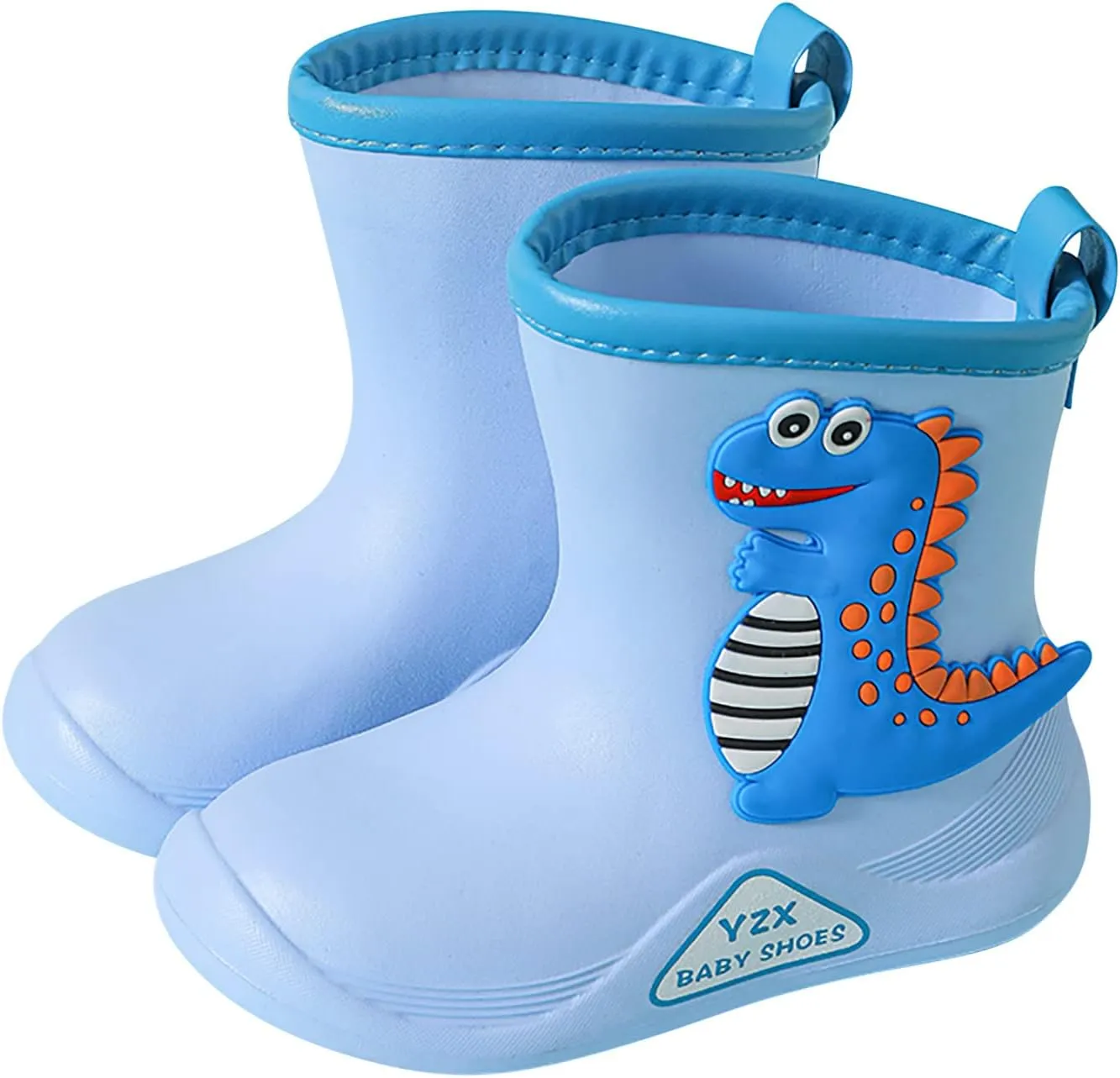 Toddler Dinosaur Rain Boots, Waterproof Rubber Kids Rain Boots for Girls Boys Unisex-Child Outdoor Toddler Furry Boots