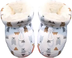 Toddler Fuzzy Fleece Plush Lined Booties With Lace Baby Infant Newborn Girls Boys Warm Boots Winter Outdoor Indoor Shoes