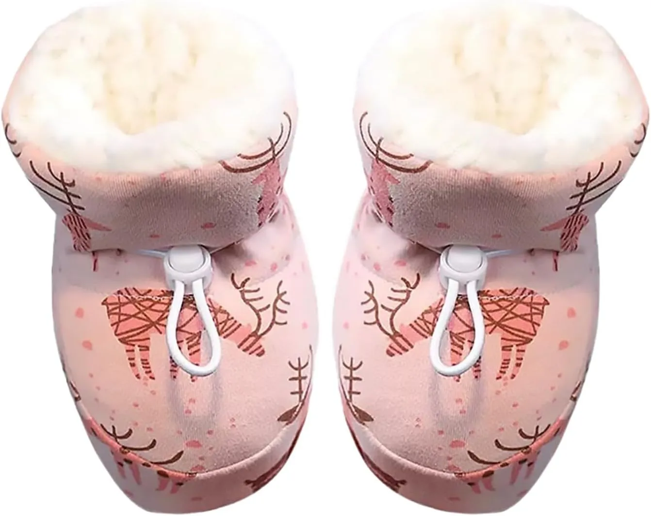 Toddler Fuzzy Fleece Plush Lined Booties With Lace Baby Infant Newborn Girls Boys Warm Boots Winter Outdoor Indoor Shoes