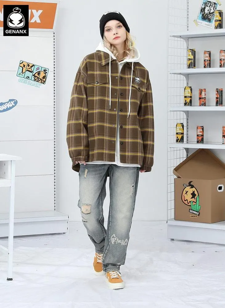 Vintage Plaid Typography Label Jacket