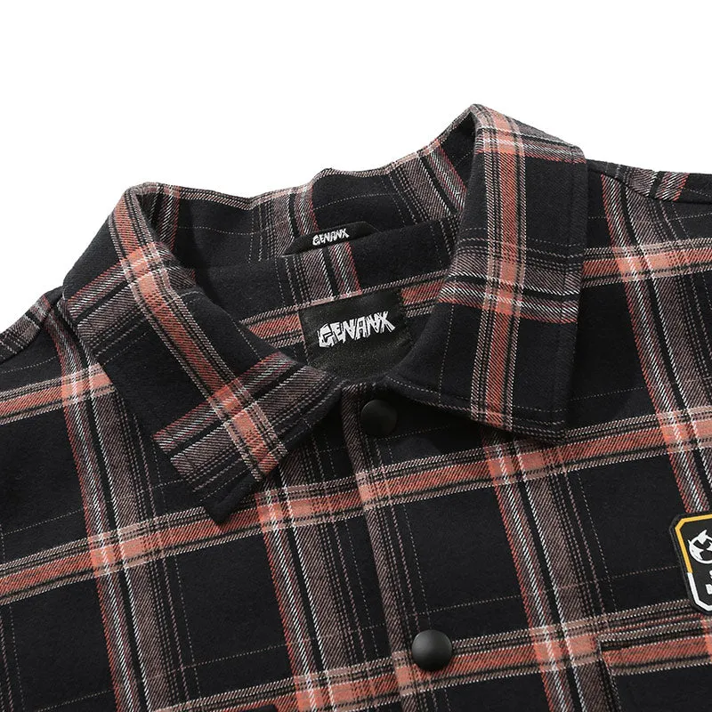 Vintage Plaid Typography Label Jacket