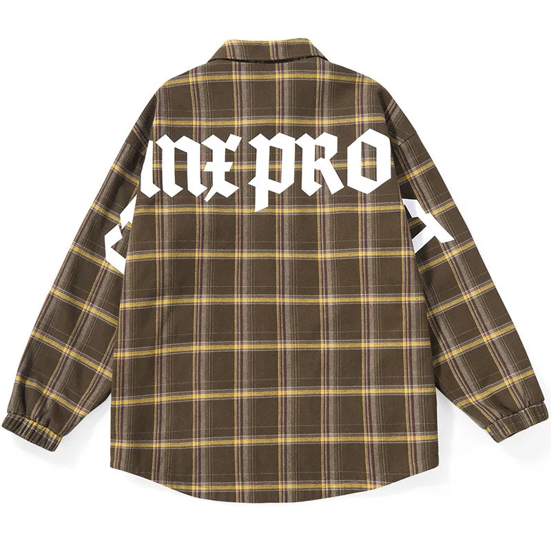Vintage Plaid Typography Label Jacket