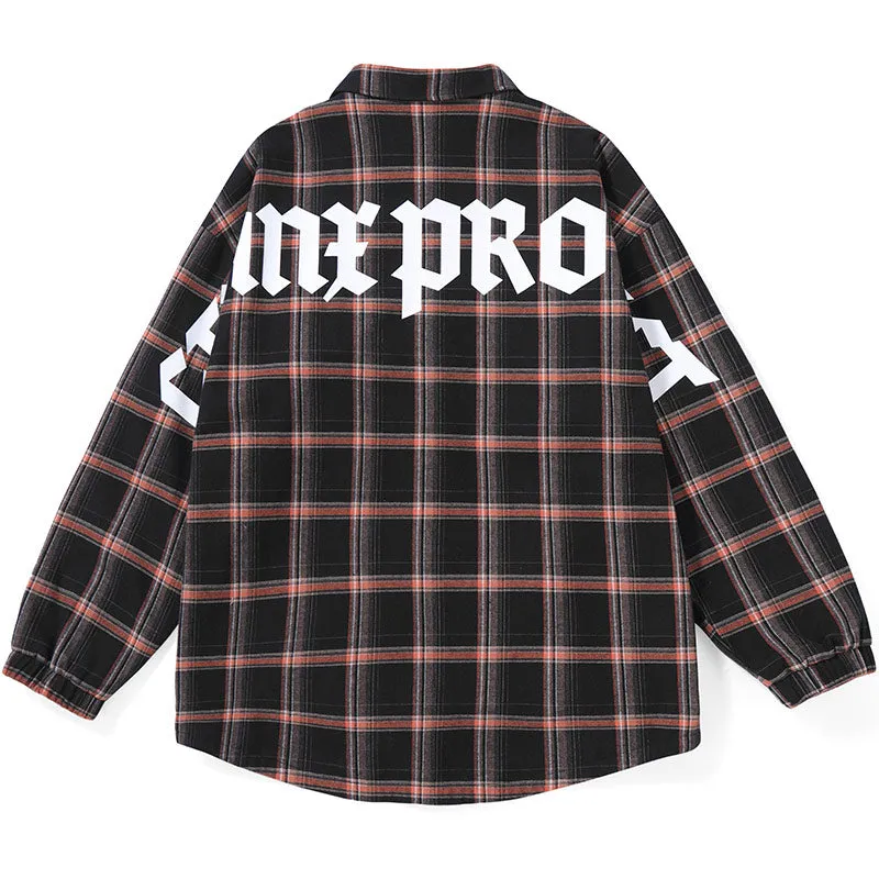 Vintage Plaid Typography Label Jacket