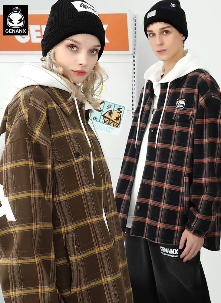 Vintage Plaid Typography Label Jacket