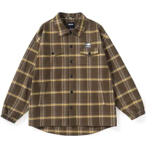 Vintage Plaid Typography Label Jacket