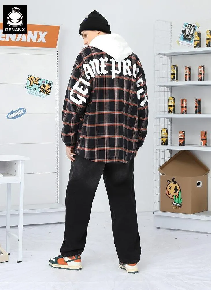 Vintage Plaid Typography Label Jacket
