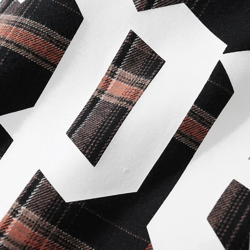 Vintage Plaid Typography Label Jacket