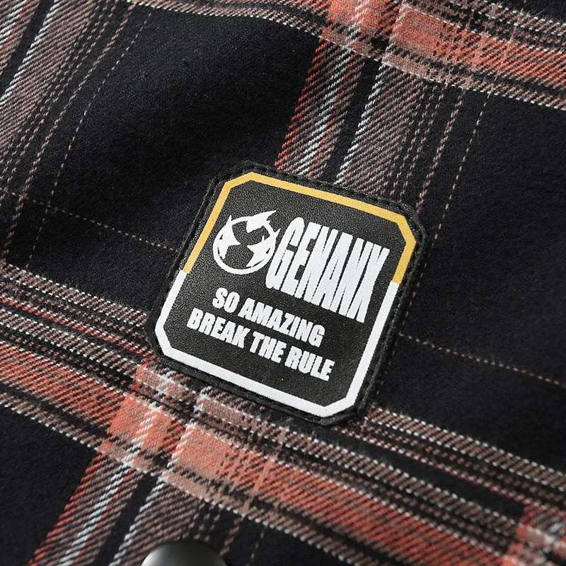 Vintage Plaid Typography Label Jacket