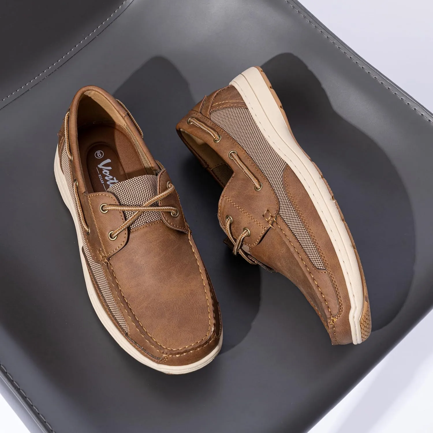 Vostey Men's Loafers & Slip-ons 3-Eye Boat Shoes Men Comfortable Casual Loafers for Men