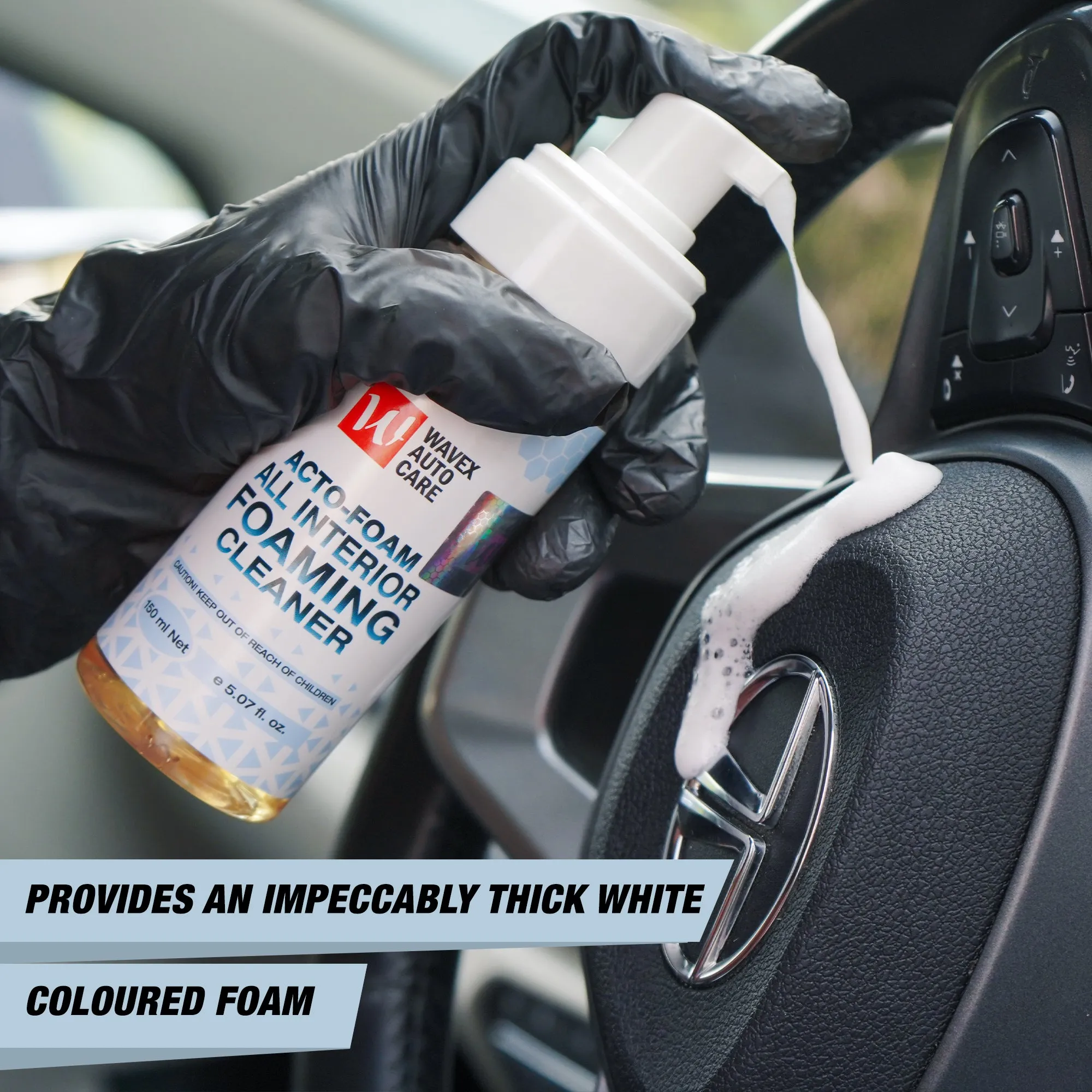 Wavex Foaming Car Interior Cleaner 150 ml | All in One Car Seat Cleaner | Cleans Car Dashboard, Seats, Upholstery and interior surfaces