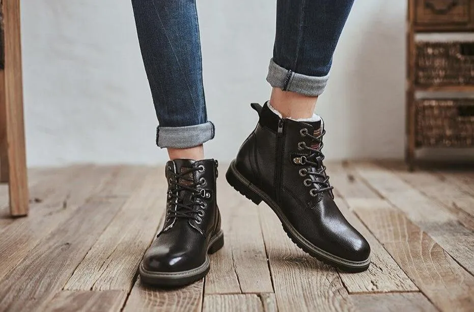 West Louis Outdoor Stylish Leather Boots With Fur