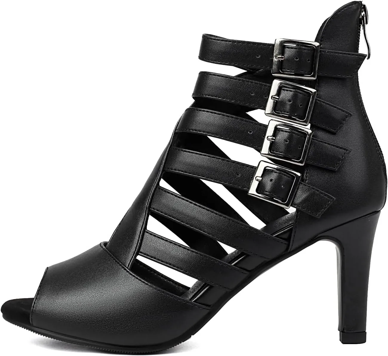 Women's Dance Heels Peep Toe Ballroom Salsa Dance Shoes Performance Ankle Dance Boots