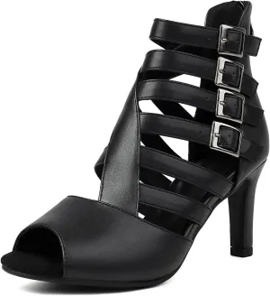 Women's Dance Heels Peep Toe Ballroom Salsa Dance Shoes Performance Ankle Dance Boots