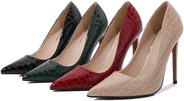 Women's Sexy Pattern High Heels Stiletto Bridesmaid Wedding Party Pointed Toe Elegant Slip on Dress Pumps Shoes