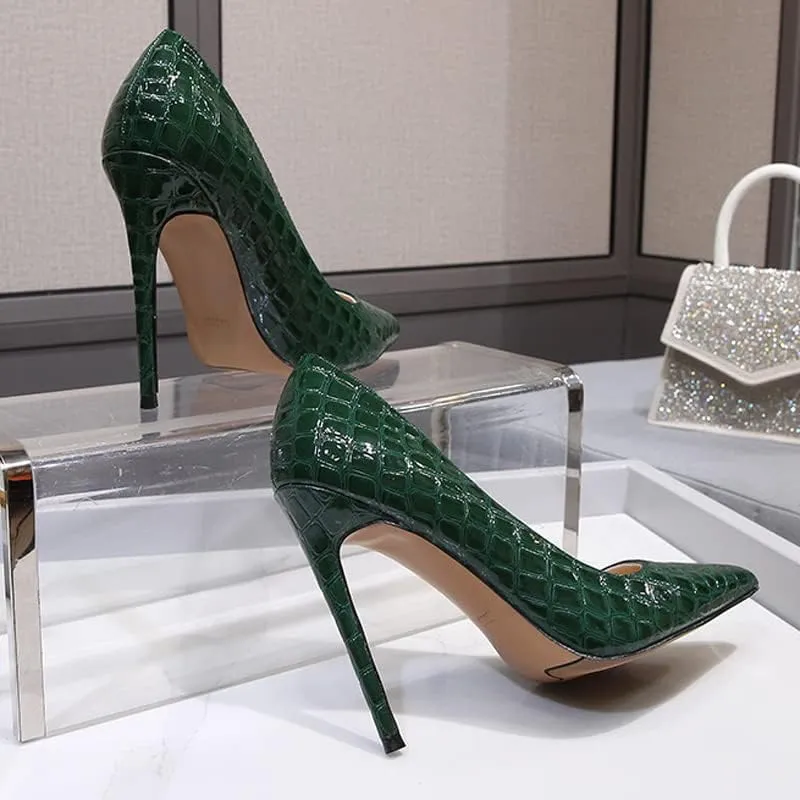 Women's Sexy Pattern High Heels Stiletto Bridesmaid Wedding Party Pointed Toe Elegant Slip on Dress Pumps Shoes