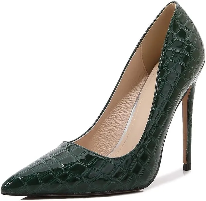 Women's Sexy Pattern High Heels Stiletto Bridesmaid Wedding Party Pointed Toe Elegant Slip on Dress Pumps Shoes