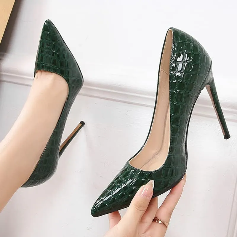 Women's Sexy Pattern High Heels Stiletto Bridesmaid Wedding Party Pointed Toe Elegant Slip on Dress Pumps Shoes