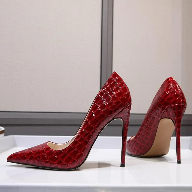 Women's Sexy Pattern High Heels Stiletto Bridesmaid Wedding Party Pointed Toe Elegant Slip on Dress Pumps Shoes